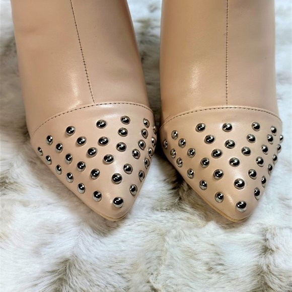 MACK J Studded Pointy Toe Heels Cream/Nude Sizes From 5.5 - 11 - Picture 4 of 7